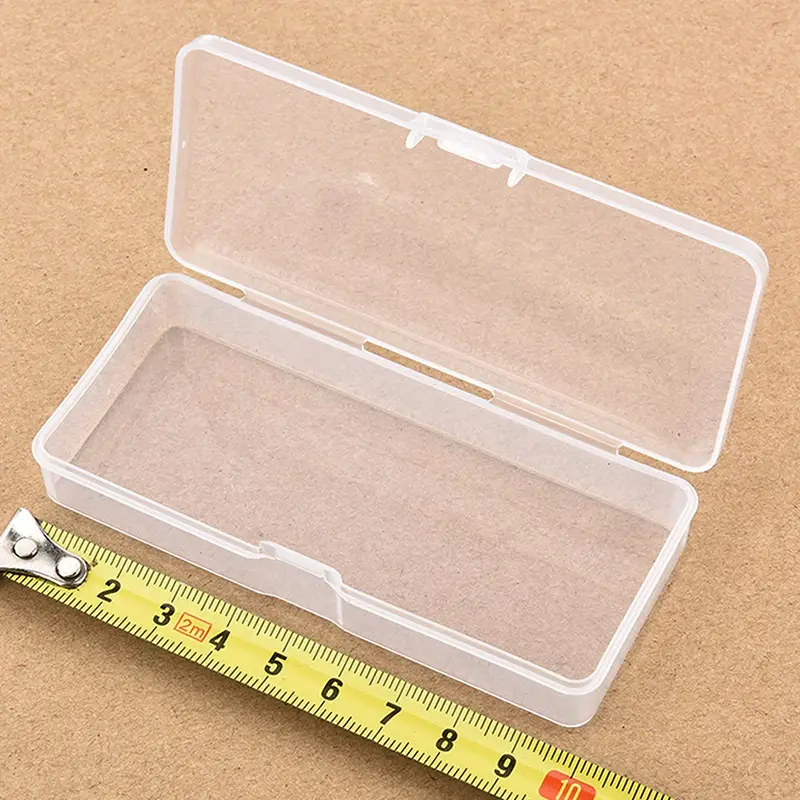 1PC Transparent Nail Art Empty Storage Box Rectangle Plastic White Buffer Grinding File Nail Rhinestone Brush Pen Container Case