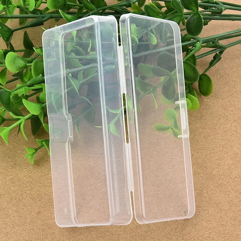 1PC Transparent Nail Art Empty Storage Box Rectangle Plastic White Buffer Grinding File Nail Rhinestone Brush Pen Container Case