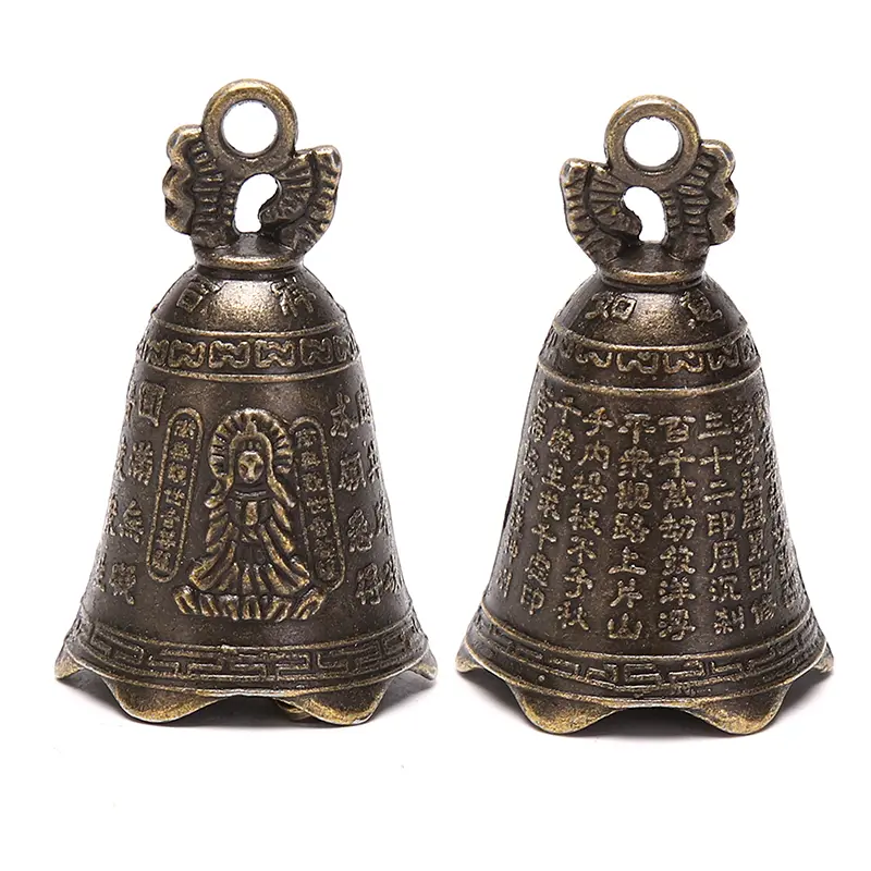 1PC Brass Wind Bell Handicraft Die-casting Scripture Bell Car Button Tibetan Bronze Bell Creative Gift Home Decoration Pendant