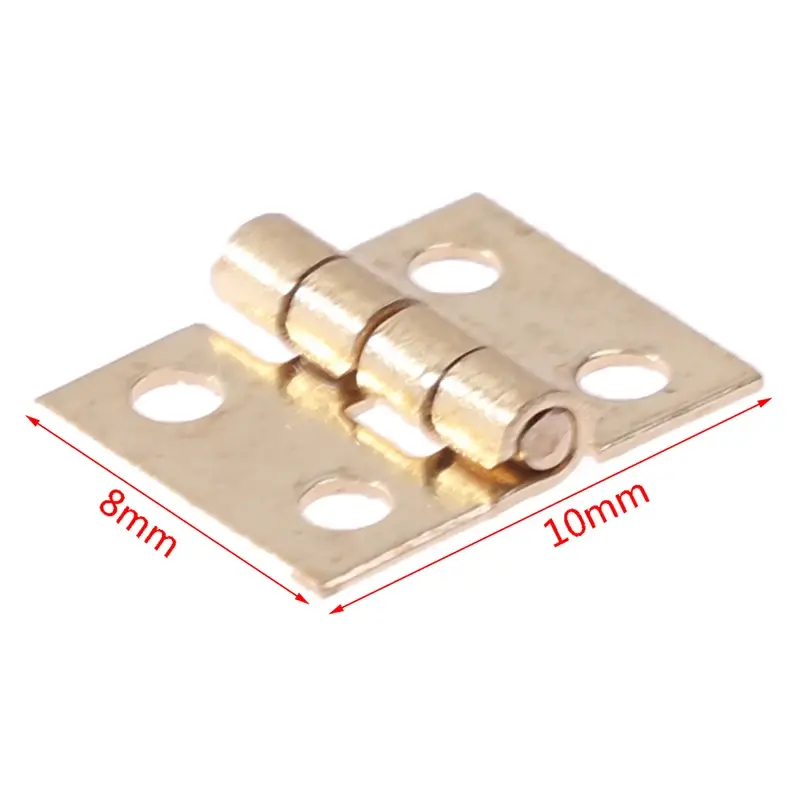 20pc Cabinet Door Hinges Brass Plated Mini Hinge Small Decorative Jewelry Metal Hinge For 1/12 House Miniature Cabinet Furniture