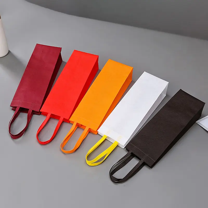 1PC Non-wovens Champagne Beer Waterproof Gift Bag Color Single Bottle Red Wine Bottle Hand Handle Packaging Pouches