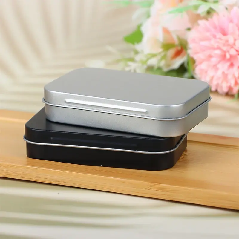 1Pc Survival Kit Small Empty Tinplate Silver Black Flip Storage Box Organizer For Money Coin Candy Key Cigarette Sealed Box