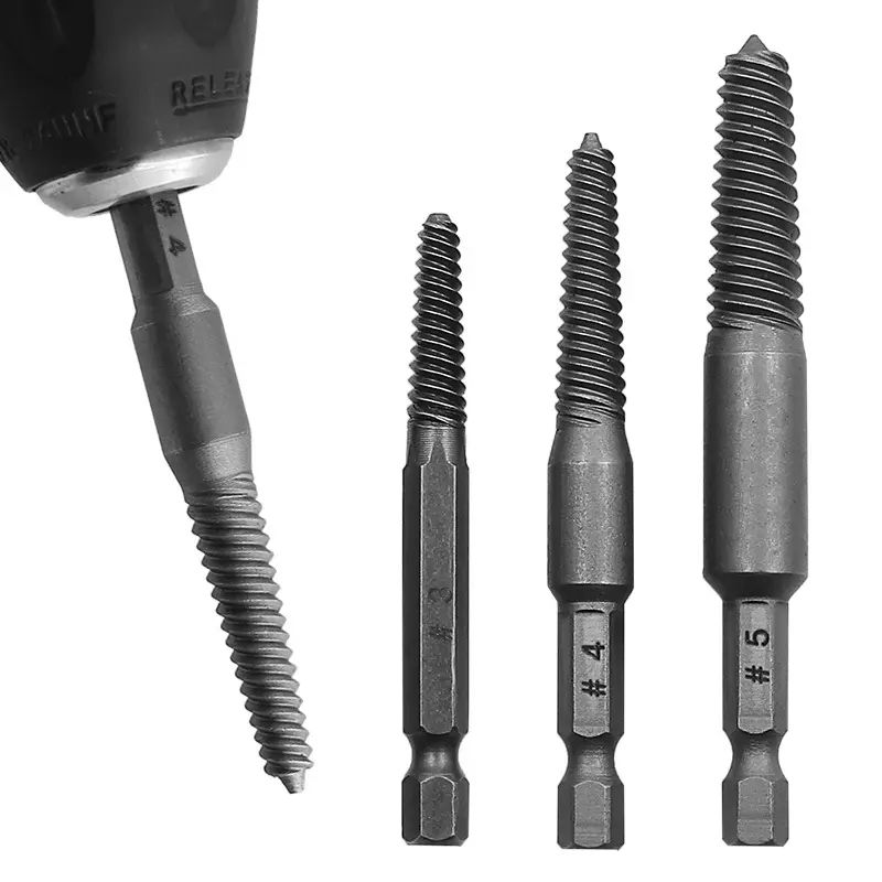 5PCS Head Screw Extractor Center Drill Bits Guide Set Broken Damaged Bolt Remover Hex Shank And Spanner For Broken Hand Tool