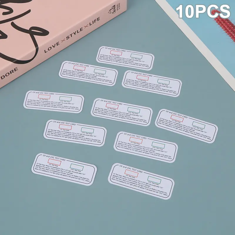 10PCS UV-C Test Card UVA Light Sensor UV Discoloration Detection Card UV Sanitizer Test Strip UV Light Wavelength Indicator Card