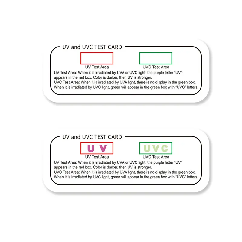 10PCS UV-C Test Card UVA Light Sensor UV Discoloration Detection Card UV Sanitizer Test Strip UV Light Wavelength Indicator Card