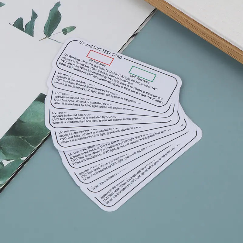10PCS UV-C Test Card UVA Light Sensor UV Discoloration Detection Card UV Sanitizer Test Strip UV Light Wavelength Indicator Card