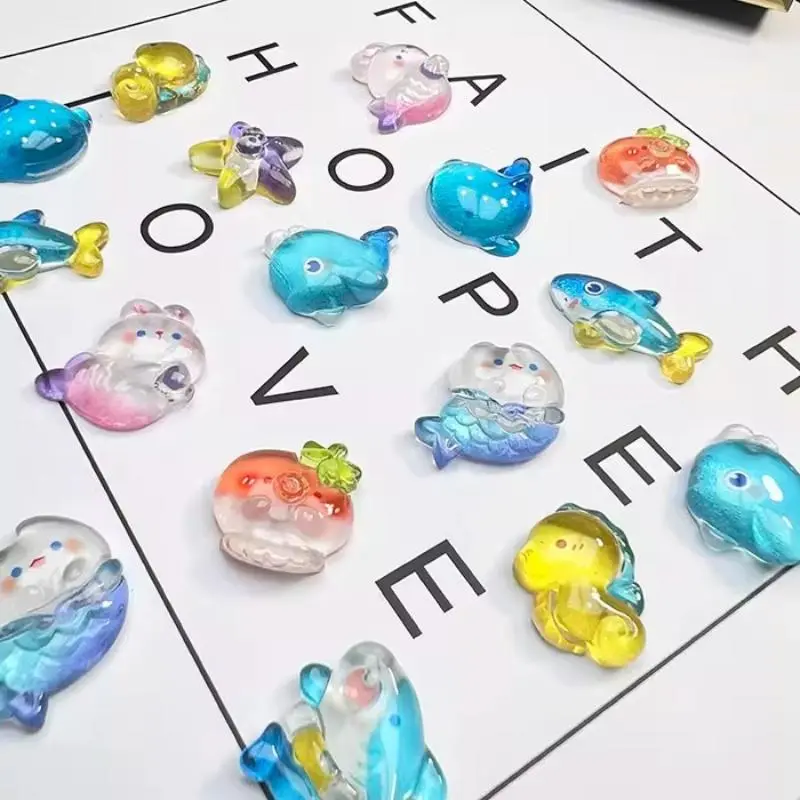 6pcs/set Cartoon Blue Whale Shark Dolphin Star Heart Resin Shoe Charms Buckle Clog Shoes Decorations Hole Slipper Accessories