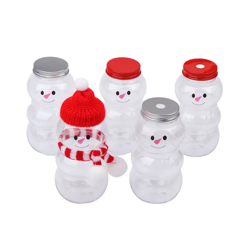 500ML Christmas Snowman Water Bottles Milk Tea Bottles Coffee Juice Portable Drinking Bottle For Milk Tea Shop Home Juice Cup