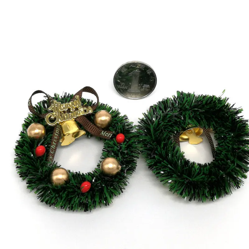 1Pcs 6CM Miniature Wreath Doll House Christmas Tree Wall Decoration Accessories