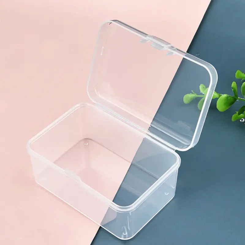 Mini Plastic Box Rectangular Transparent Packing Box Dustproof Durable Jewelry ID Card Parts Storage Box
