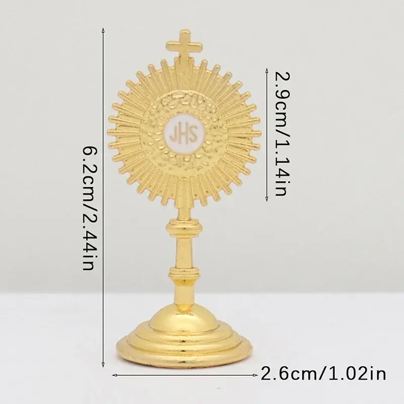 1pc Catholic Christian Communion Statue Gold Jesus Hominum Salvator Home Office Table Decoration Cross Figurine Religion Gift