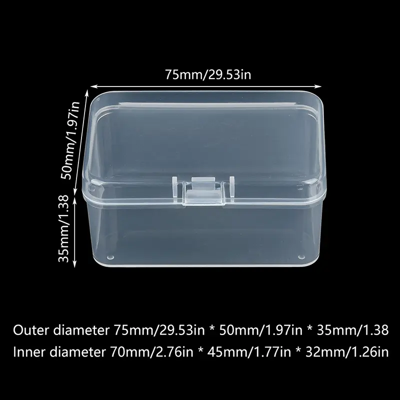 Mini Plastic Box Rectangular Transparent Packing Box Dustproof Durable Jewelry ID Card Parts Storage Box