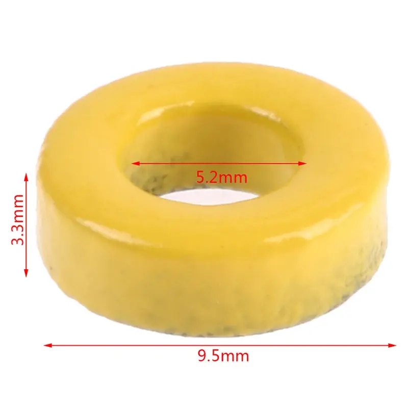 5pc T37-6 T37-2 T50-2 Iron Powder Cores 9.5*5.2*3.3mm AL=3.0nH/N2 8.5uo Iron Dust Core Ferrite Toroid Core Coating Yellow Gray