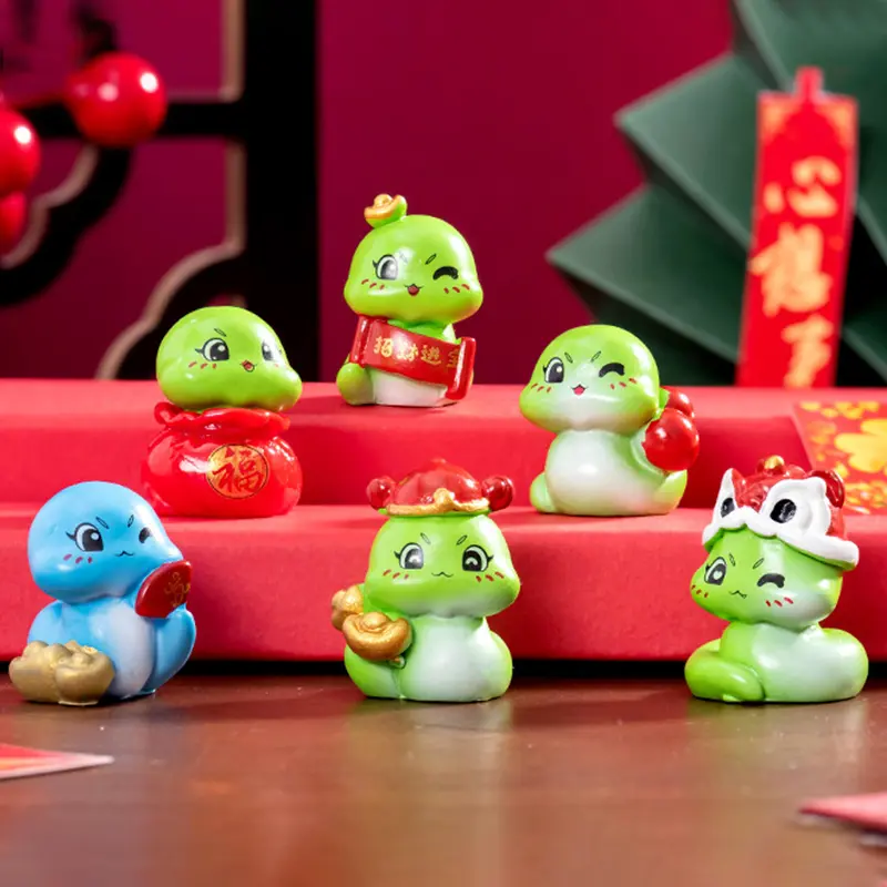 2025 Year Of The Snake Ornament Lucky Snake Figurine Micro Landscape Home Desktop Decoration Car Interior Accessories