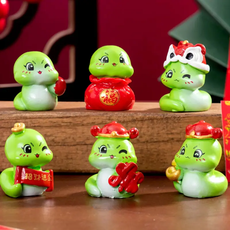 2025 Year Of The Snake Ornament Lucky Snake Figurine Micro Landscape Home Desktop Decoration Car Interior Accessories