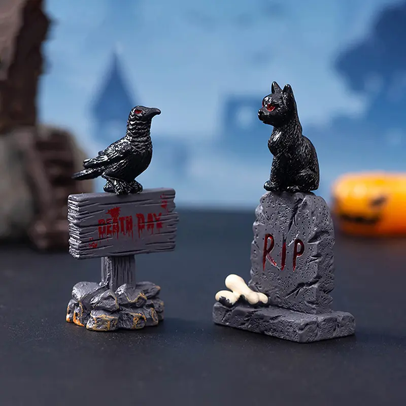Halloween Micro Landscape Miniature Figurines Resin Craft Mini Fairy Garden Ornaments Cute Pumpkin Ghost Vampire Decoration