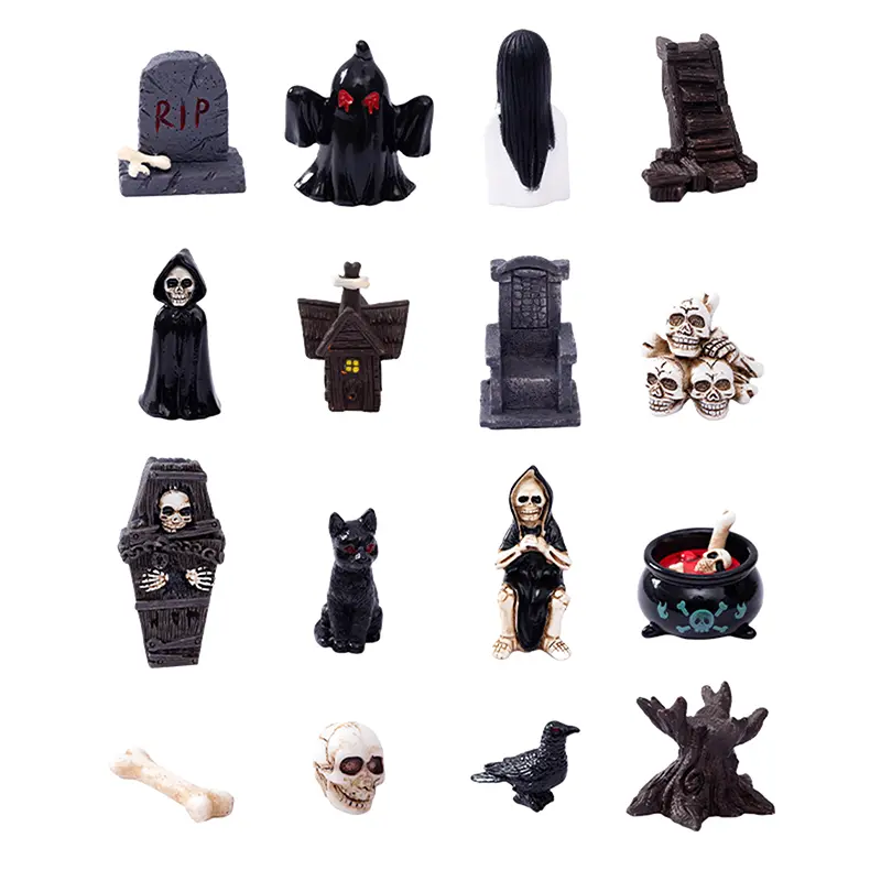 Halloween Micro Landscape Miniature Figurines Resin Craft Mini Fairy Garden Ornaments Cute Pumpkin Ghost Vampire Decoration