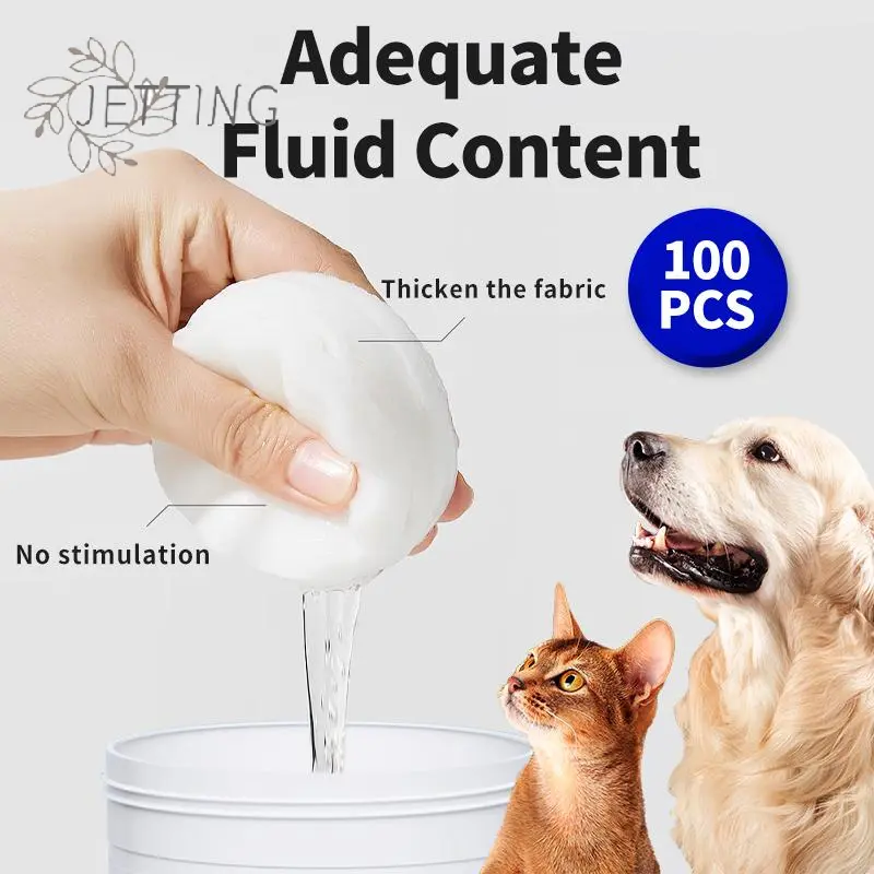 50/100Pcs Pet Cleaning Products Eye Wipes To Remove Tear Marks Clean Ears And Teeth Disposable Finger Wet Wipes Pet Supplies