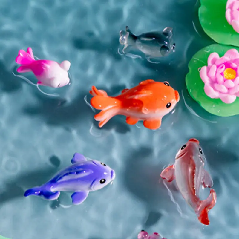 1PC Kawaii Luminous Mini Simulated Goldfish And Koi Resin Animal Figurines Ornament Aquarium Fish Tank DIY Accessories