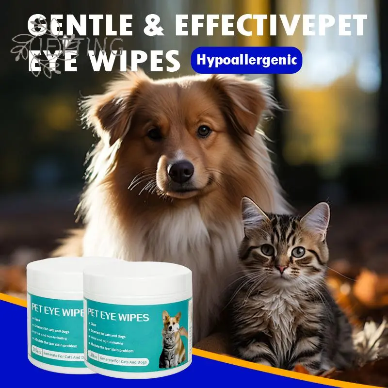 50/100Pcs Pet Cleaning Products Eye Wipes To Remove Tear Marks Clean Ears And Teeth Disposable Finger Wet Wipes Pet Supplies