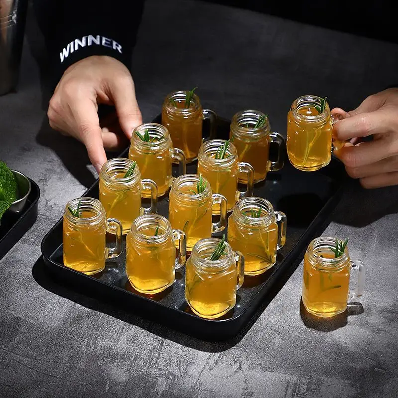 1PC 35ml With Lid Mini Mason Jar For Jam Honey Portable Leakproof Coffee Milk Juice Bottle Party Bar Vodka Spirits Shot Glass