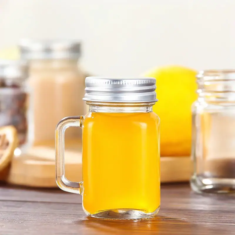 1PC 35ml With Lid Mini Mason Jar For Jam Honey Portable Leakproof Coffee Milk Juice Bottle Party Bar Vodka Spirits Shot Glass
