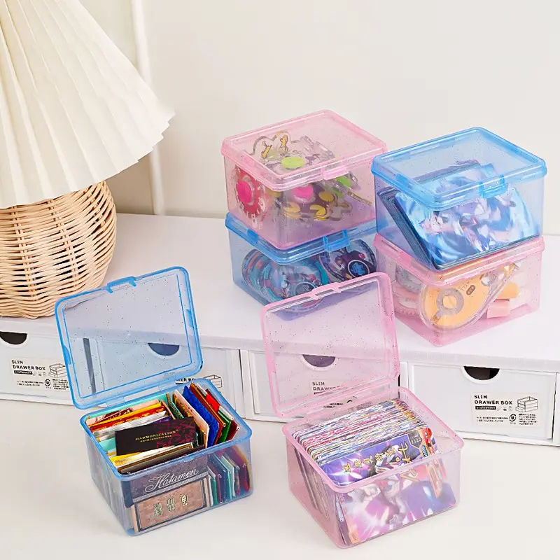 Transparent Plastic Storage Box Photocards Small Photo Card Box Desk Organizer Box Film Classification Flip Case Stationery