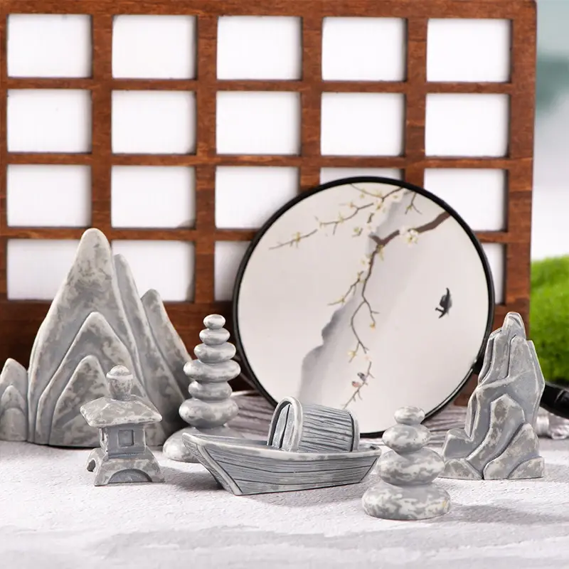 Chinese Style Gardens Rockery Stone Tower House Mini Home Decor Miniature Fairy Garden Ornaments Decoration Accessories Crafts