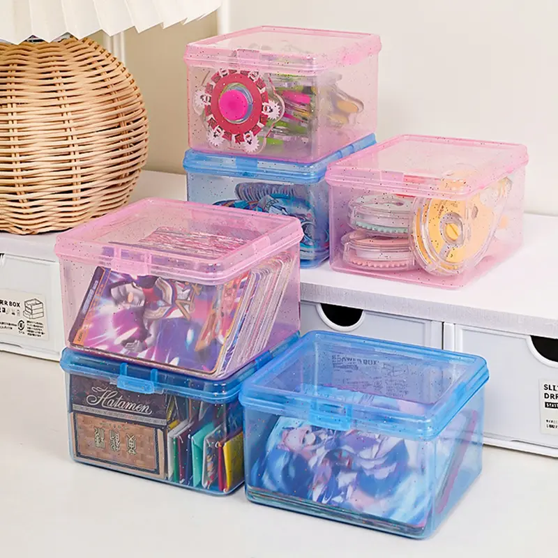 Transparent Plastic Storage Box Photocards Small Photo Card Box Desk Organizer Box Film Classification Flip Case Stationery