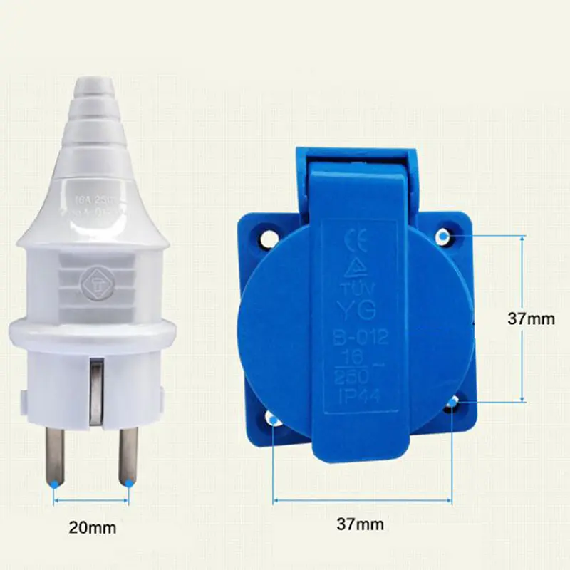 1PC Industrial Waterproof Socket EU Socket Copper Contact Body EU Plug