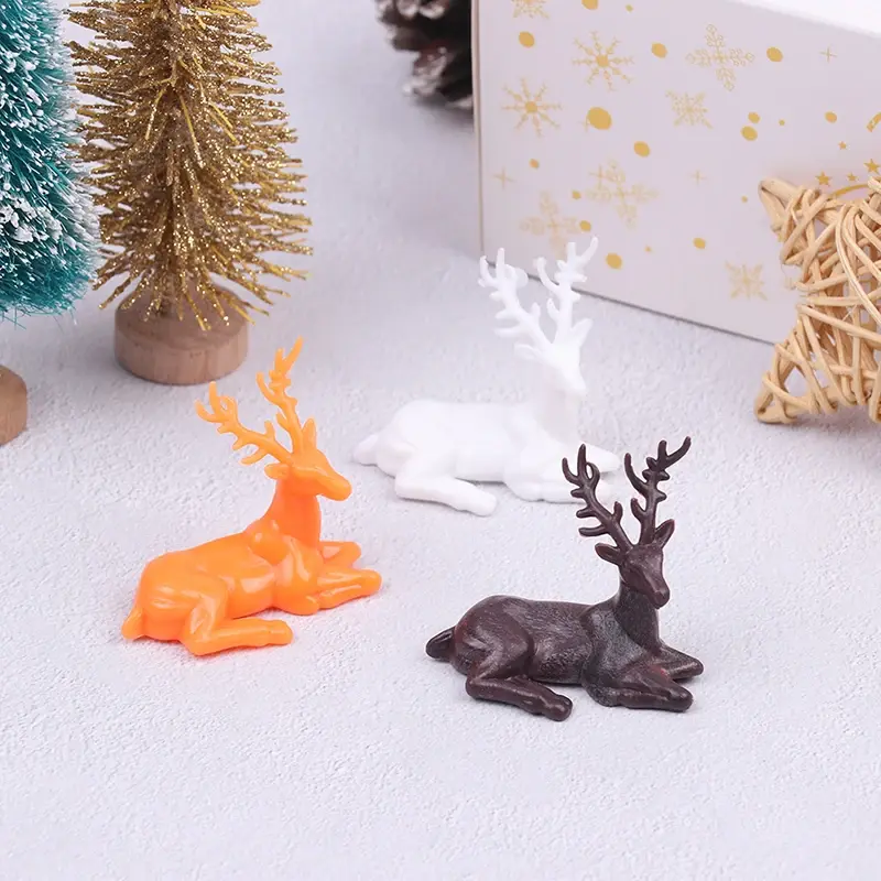 1PC Plastic Elk Deer Statue Nordic Christmas Reindeer Art Figurine Handicraft Home Ornament Table Decor Party Gift Garden Prop
