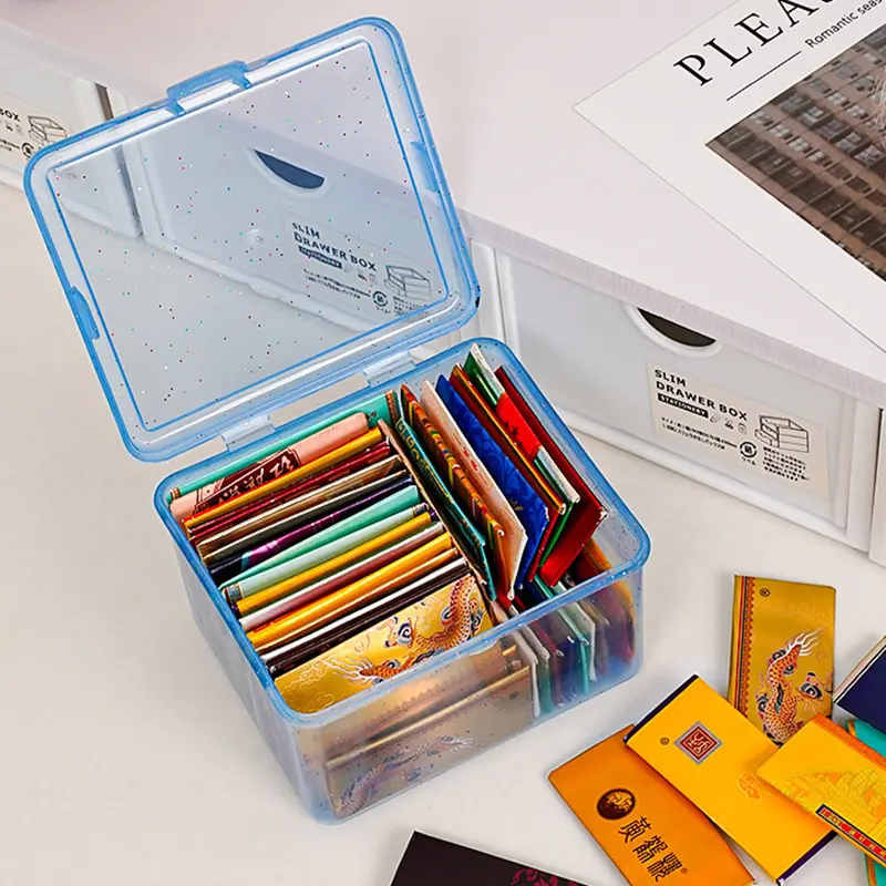 Transparent Plastic Storage Box Photocards Small Photo Card Box Desk Organizer Box Film Classification Flip Case Stationery