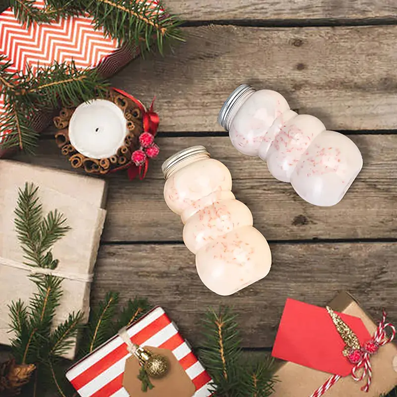 4types 500ML Christmas Tree Snowman Sweet Jar Candy Cookie Storage Box Juice Chocolate Gift Packing New Year Decor Bottle