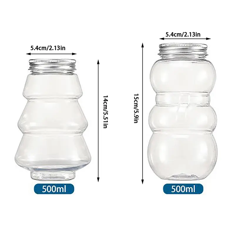 4types 500ML Christmas Tree Snowman Sweet Jar Candy Cookie Storage Box Juice Chocolate Gift Packing New Year Decor Bottle