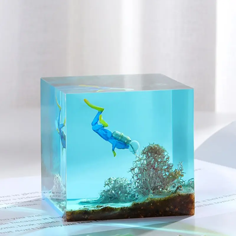1pc Unpainted Miniatures Ocean Diving Diver Action Figures Model Underwater Dive Decoration Accessories Figurine Toys Fish Tank