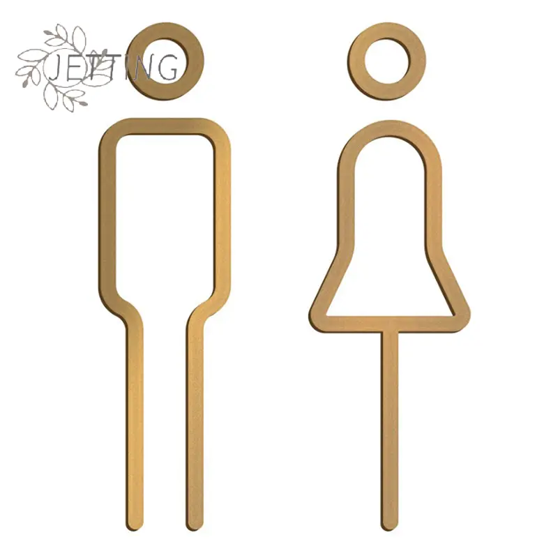 Gender Toilet Sign Plate Black Gold Color Acrylic 3D Wash Room Door Wall Label Sticker Wc Holder Signage Board Art Hotel Decor