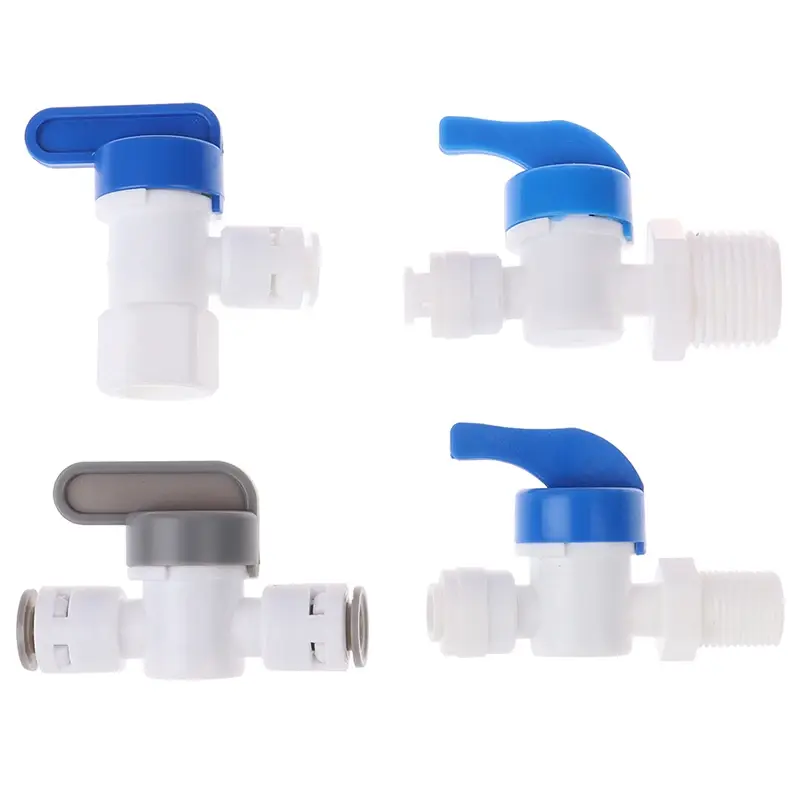 Fit 1/4 OD Tubing Hose Quick Connection Pipe Control Fittings Plastic Water Purifier RO System Aquarium Fittings