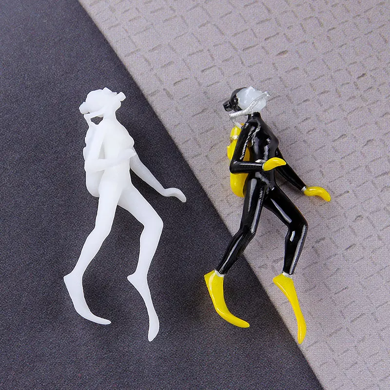 1pc Unpainted Miniatures Ocean Diving Diver Action Figures Model Underwater Dive Decoration Accessories Figurine Toys Fish Tank