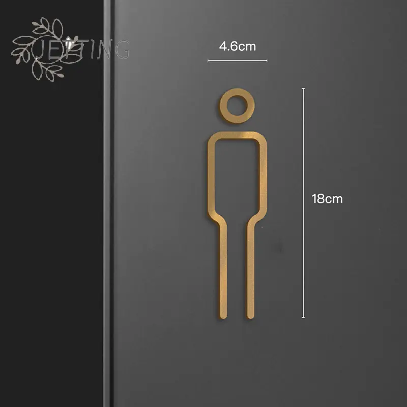 Gender Toilet Sign Plate Black Gold Color Acrylic 3D Wash Room Door Wall Label Sticker Wc Holder Signage Board Art Hotel Decor