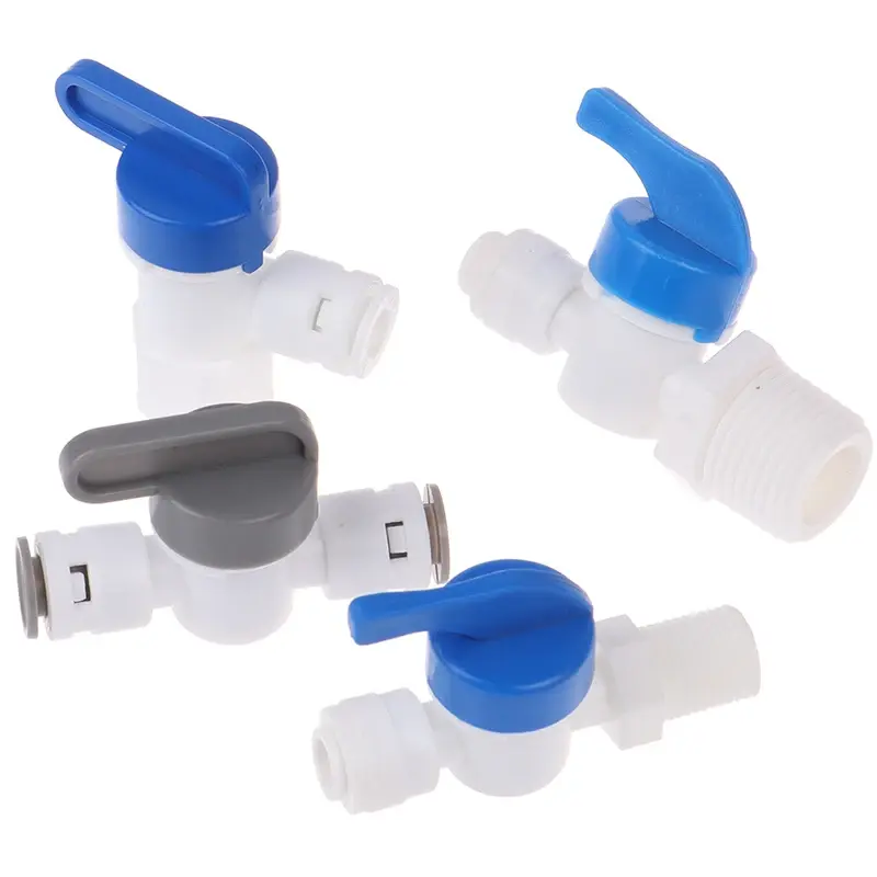 Fit 1/4 OD Tubing Hose Quick Connection Pipe Control Fittings Plastic Water Purifier RO System Aquarium Fittings