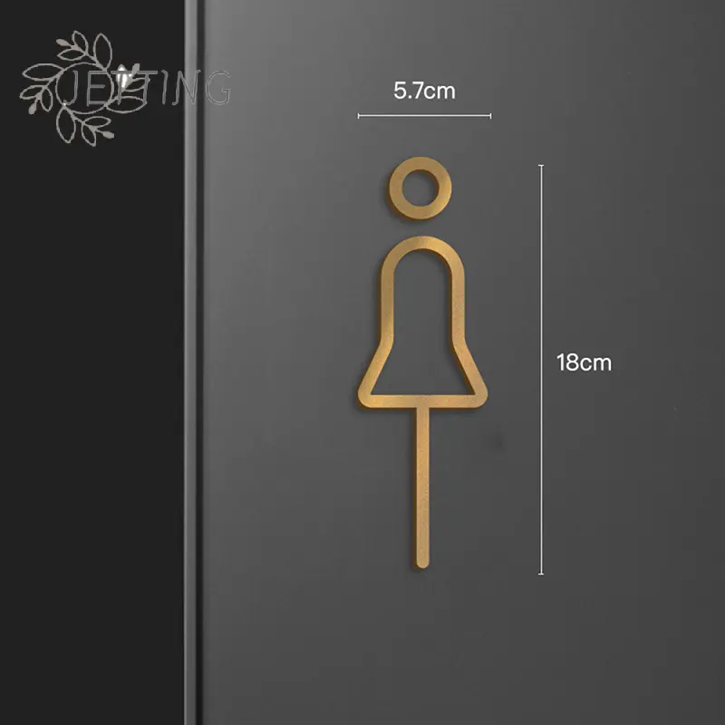 Gender Toilet Sign Plate Black Gold Color Acrylic 3D Wash Room Door Wall Label Sticker Wc Holder Signage Board Art Hotel Decor