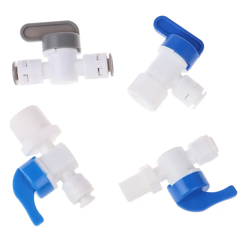 Fit 1/4 OD Tubing Hose Quick Connection Pipe Control Fittings Plastic Water Purifier RO System Aquarium Fittings