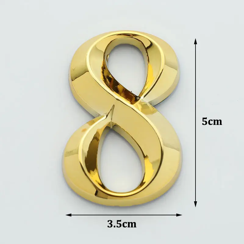 1pc Height 5cm Golden Self Adhesive Door Number Sign Simple Bright Lines for House Apartment Hotel Office Sticker