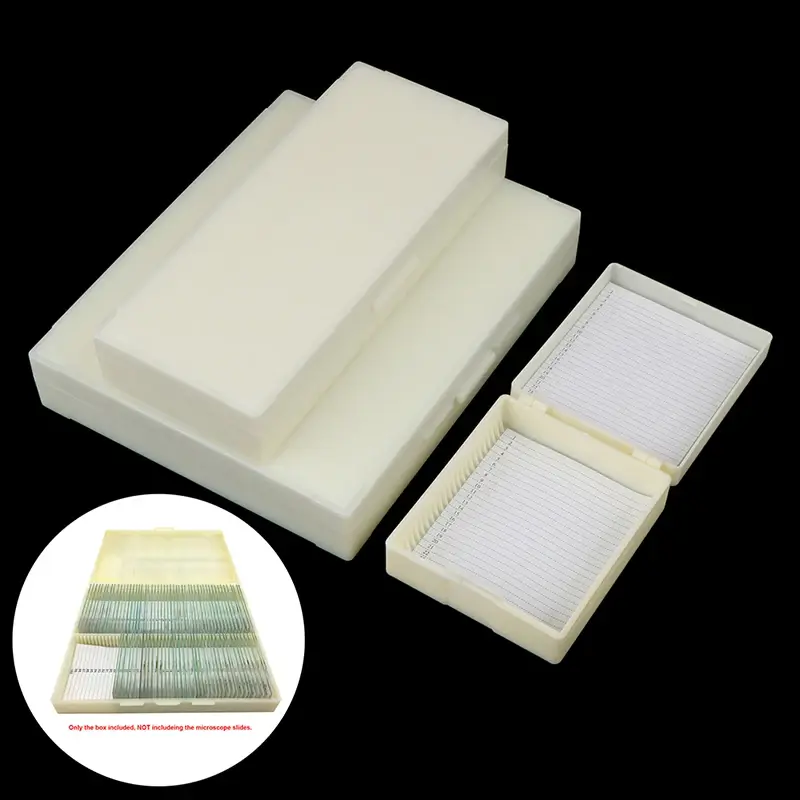 25/50/100pcs Plastic Microscope Glass Slide Box Biological Slices Storage Case Holder For Prepared Microscope Slides