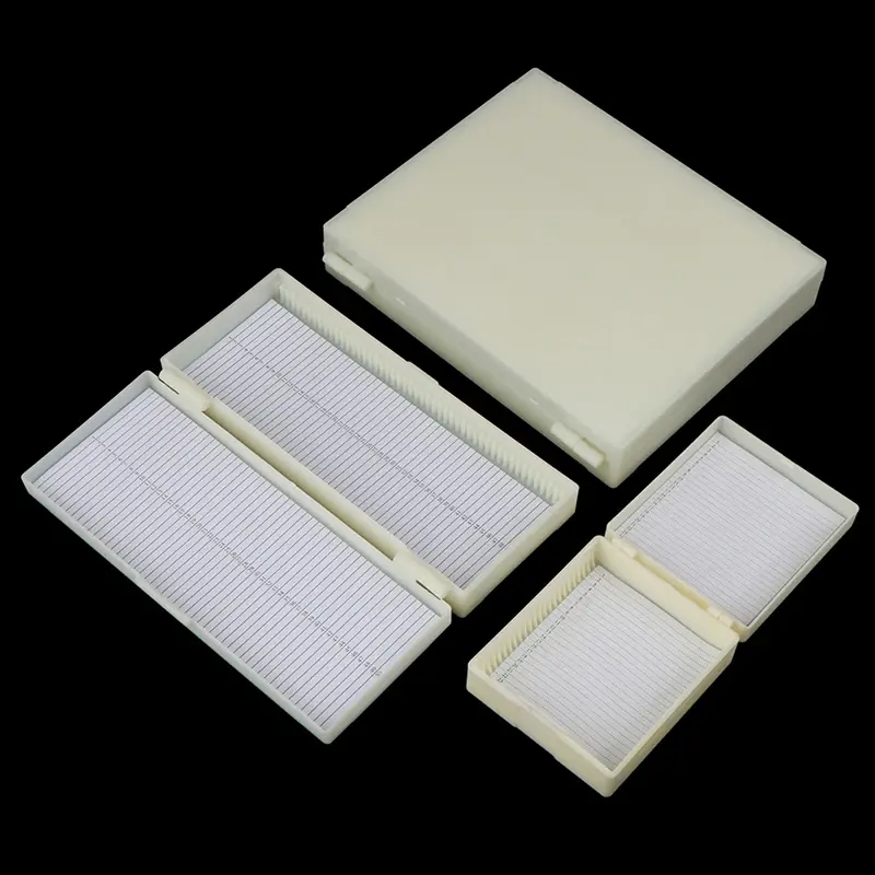 25/50/100pcs Plastic Microscope Glass Slide Box Biological Slices Storage Case Holder For Prepared Microscope Slides