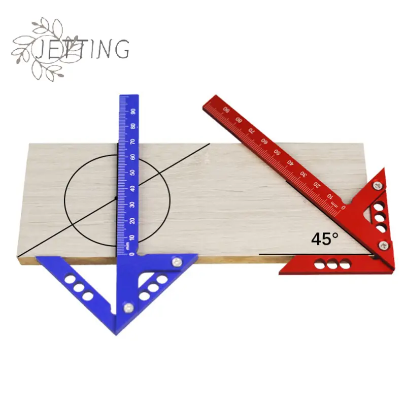 Aluminum Alloy Angle Center Leaning Ruler 45 Degree Triangular Arrow Right Angle Positioning Ruler 90 Degree Angle Ruler