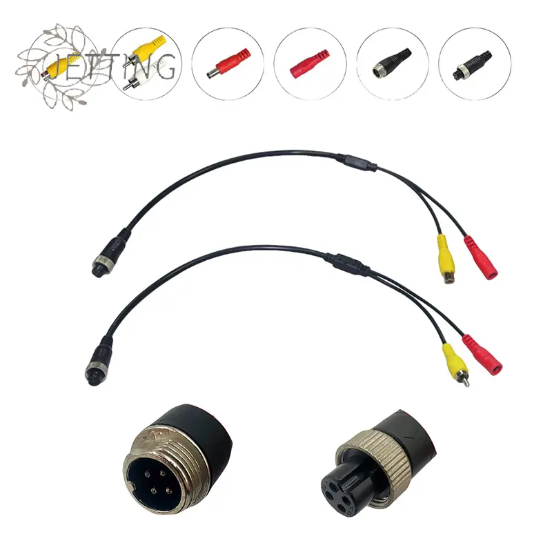1pc AV & DC Power Converter Cable 4Pin Aviation Male To Female Adapter For Car Rear Camera Monitor DIY Accessories