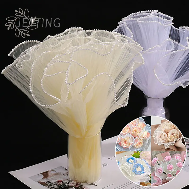 28cmx1M Flower Wrapping Paper Wave Yarn Florist Bouquet Packaging Lace Mesh Florist Bouquet Gift Packaging Supplies
