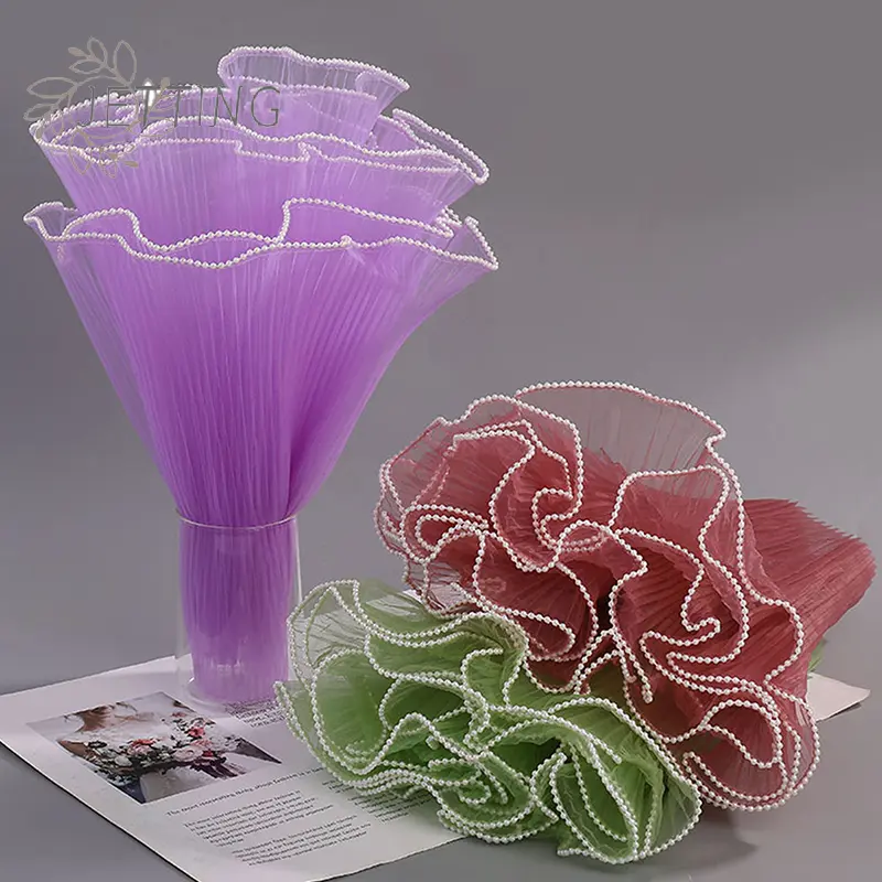 28cmx1M Flower Wrapping Paper Wave Yarn Florist Bouquet Packaging Lace Mesh Florist Bouquet Gift Packaging Supplies
