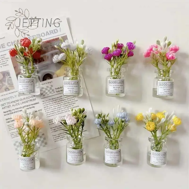 8pcs Mini Small Vase Magnets Cute Mini Refrigerator Magnets 3D Vase Fun Refrigerator Accessories Kitchen Decoration Holiday Gift